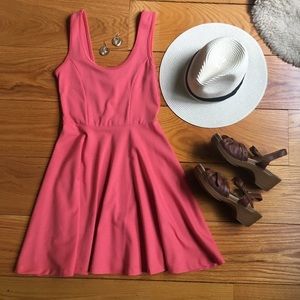 Bright coral knit dress